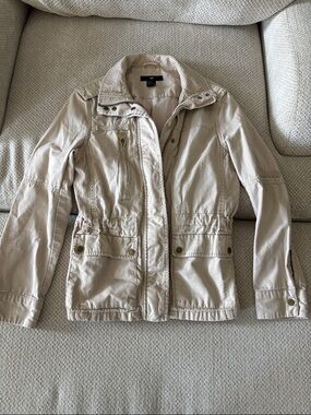 H&M Light Beige Utility Jacket with Drawstring Waist